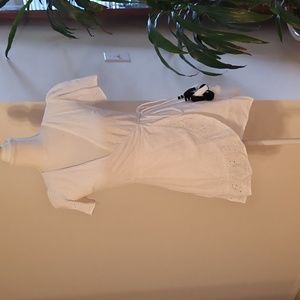 Zara TRF Collection White Swiss Eyelet Embroidered Cotton Mini Romper Skort Wrap